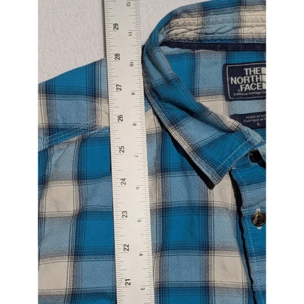 The North Face Plaid Shirt Mens Large Blue‎ Short Sleeve Outdoor Hiking